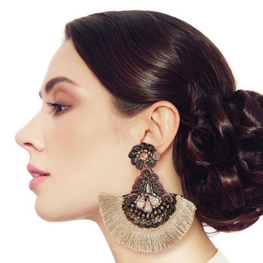 🛍🆕SEQUIN & CRYSTAL TASSEL EARRINGS